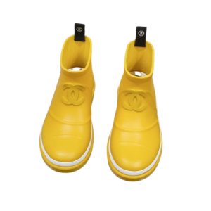 Stylish Chanel yellow boots for women, priced at $350, perfect for the rainy days