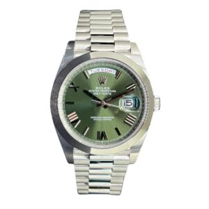 Rolex Day Date Green 40mm with a captivating Roman dial, exuding elegance and sophistication