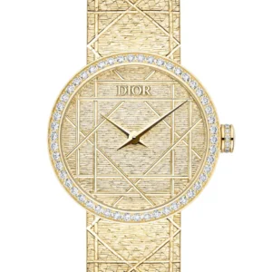 Elegant Dior gold watch women's watch with diamond bezel, perfect for adding a touch of luxury to any outfit.