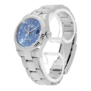 Stylish Rolex Datejust Blue Dial 36mm watch with a striking blue dial, perfect for adding a pop of color to any outfit.