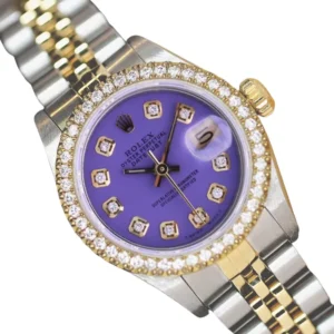 Behold the timeless beauty of a ladies' Rolex Datejust Purple watch, a perfect blend of style and grace.