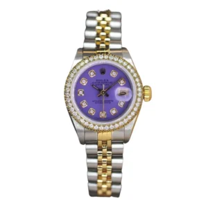 Behold the timeless beauty of a ladies' Rolex Datejust Purple watch, a perfect blend of style and grace.