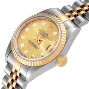 A gorgeous 26mm two-tone yellow gold Rolex Lady Datejust watch. the ideal mix of flair and grace.