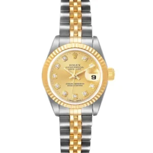 A gorgeous 26mm two-tone yellow gold Rolex Lady Datejust watch. the ideal mix of flair and grace.