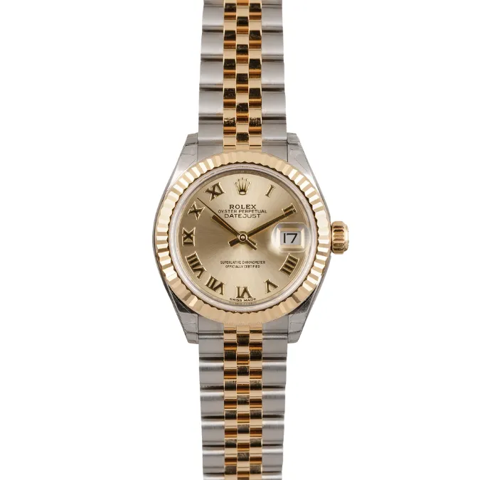 Luxurious Rolex Lady Datejust Oyster watch featuring a white mother-of-pearl face and diamond bezel.