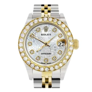 Luxurious Rolex Oyster Perpetual Datejust 18k yellow gold watch for women, a timeless accessory that exudes sophistication.
