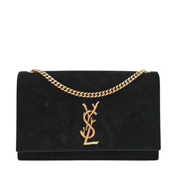 YSL Monogram Kate Satchel Suede Clutch