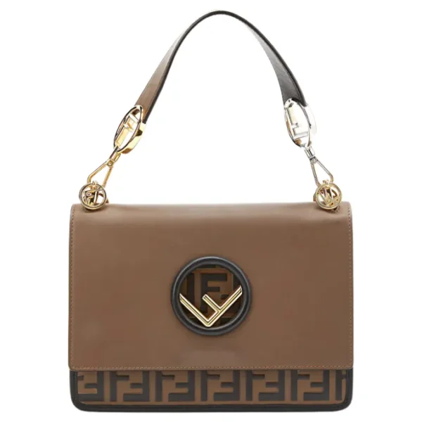 Fendi Kan I F Logo Embossed Leather Bag