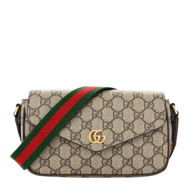 Gucci Ophidia Web Envelope Shoulder Bag | GG Supreme Monogram Calfskin