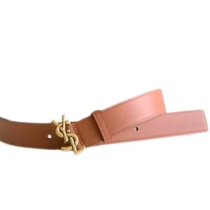 Fashionable YSL Gold Buckle belt with a sleek monogram leather.