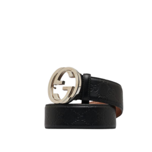 Stylish Gucci Interlocking G Belt with gold buckle, perfect accessory to elevate any outfit.