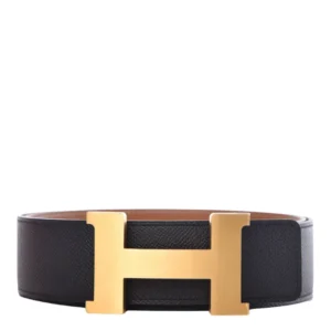 Fashionable Hermes H Buckle Belt featuring elegant gold buckle.
