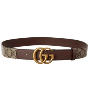 Complete your outfit with the iconic Gucci GG Monogram canvas double G buckle belt.