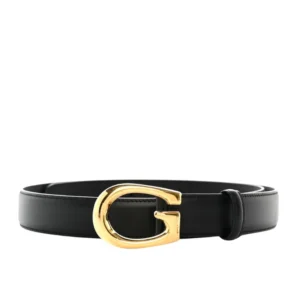 Sleek Gucci Black Leather G belt, ideal for a fashionable and polished look.