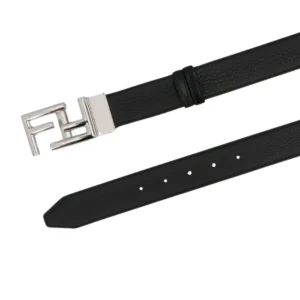 Style the Sleek Black leather Fendi FF buckle Belt, perfect for adding a touch of luxury to any outfit.