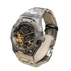 Behold the mesmerizing Audemars Piguet Royal Oak Double Balance Wheel Black Watch, a true work of art in watchmaking.