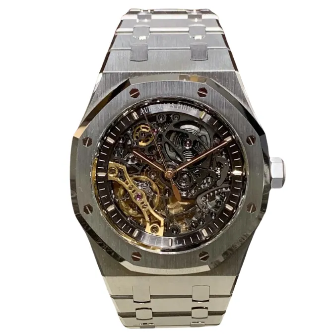 Behold the mesmerizing Audemars Piguet Royal Oak Double Balance Wheel Black Watch, a true work of art in watchmaking.