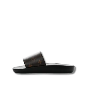 A sleek pair of LV Brown Monogram slides, offering both style and ease.
