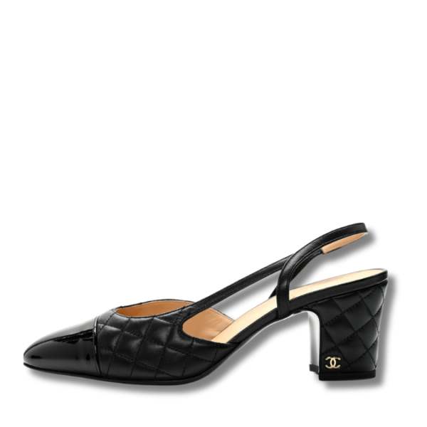 Chanel Cap Toe Slingback Black Pumps