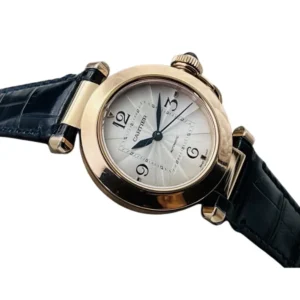 A sleek Cartier Pasha Gold watch, exuding elegance and sophistication, with a timeless design that captivates the eye.