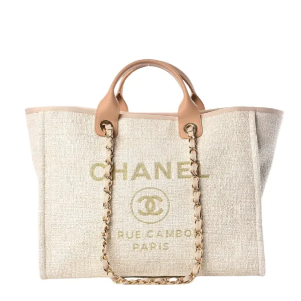 Chanel Canvas Deauville Tote Light Beige