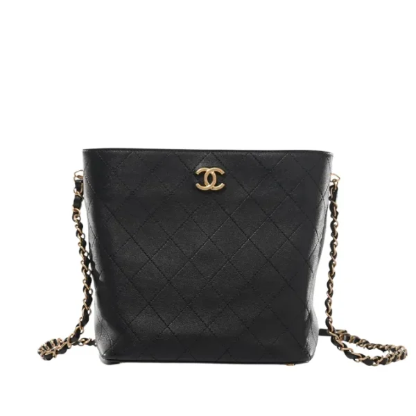 Chanel Chain Hobo Black Bag | Calfskin Quilted Framing