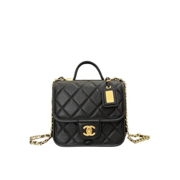 Chanel School Memory Caviar Mini Top Handle Flap Bag