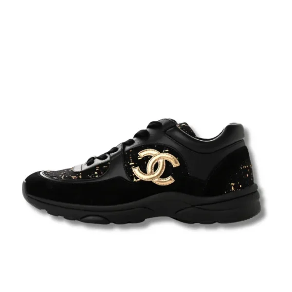 Chanel Velour Tweed CC Logo Sneakers
