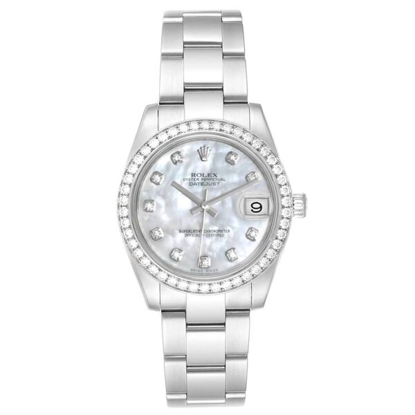 Rolex Datejust Silver Diamond Watch, 36mm