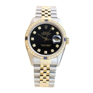 Stylish Rolex Datejust black diamond dial unisex timepiece