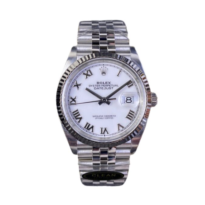 Rolex Datejust White Dial watch, showcasing its elegant design and timeless appeal.