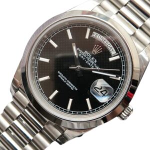 A black dial Rolex 36mm, featuring the Day Date Black model