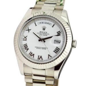 White Roman dial Rolex Day-Date Fluted Bezel, a classic timepiece for sophisticated style