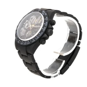 Daytona Montoya black watch with skeleton dial - sleek and stylish timepiece.