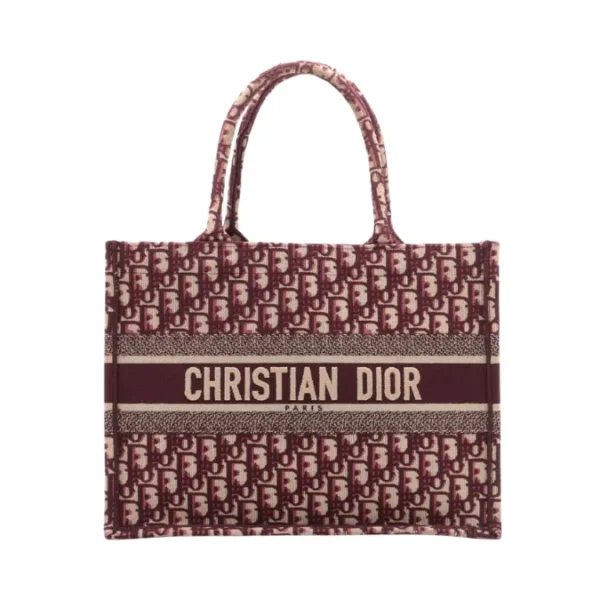 Christian Dior Book Tote Burgundy | Oblique Embroidery