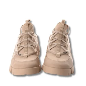 Stylish Dior D-connect sneakers with laces on the side, perfect for a casual and trendy look.