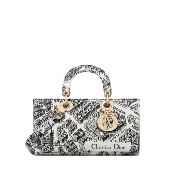 Dior Lady D-Joy Bag | White & Black Printed Calfskin