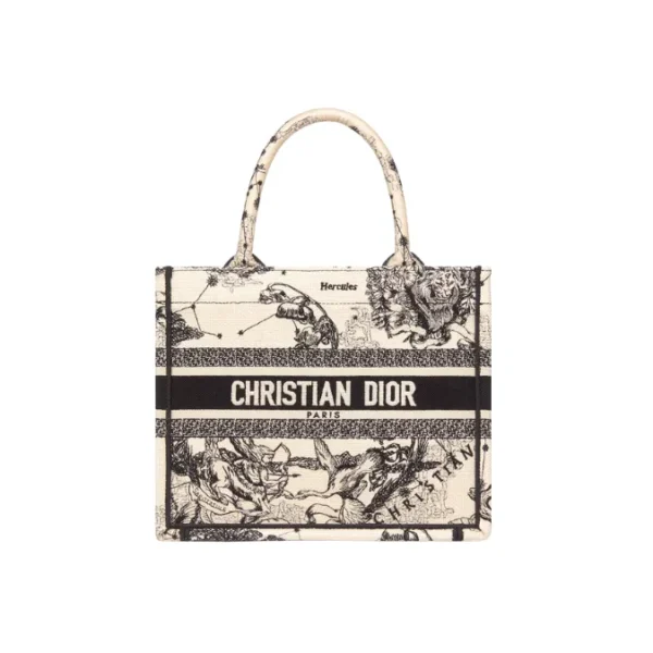 Christian Dior Zodiac Book Tote | Canvas Embroidered Toile De Jouy