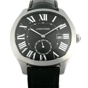 Timeless Cartier Drive black dial and Roman numerals, a must-have accessory for any watch enthusiast.