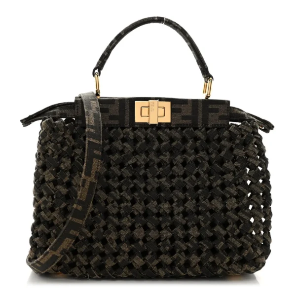 Fendi Peekaboo Woven Knotted Mini FF 1974 Jacquard Bag