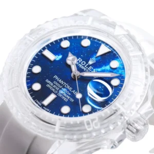 White ceramic Rolex oyster perpetual Blue watch, a luxurious timepiece for the discerning individual.