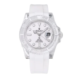 White ceramic Rolex oyster perpetual White watch, a luxurious timepiece for the discerning individual.