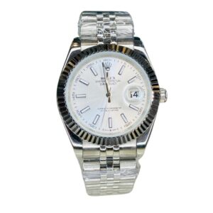 Elegant Rolex Datejust watch with Oyster Perpetual White Dial design.