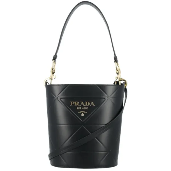 Prada Symbole Black Leather Bucket Bag