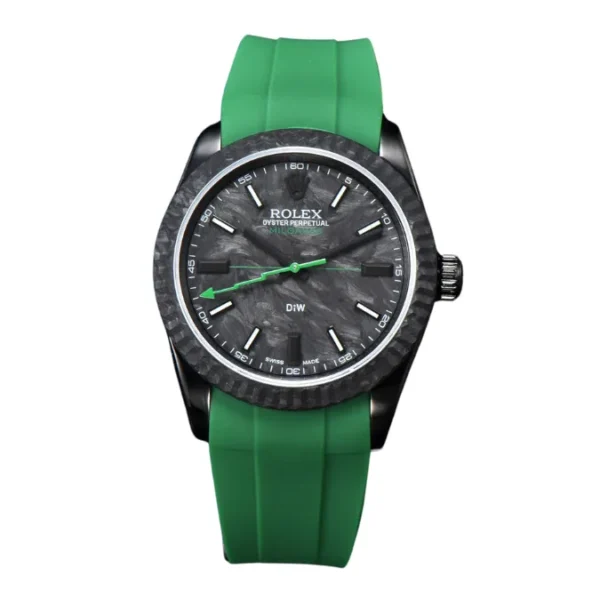 Rolex Diw Carbon Fiber and Green Strap Watch