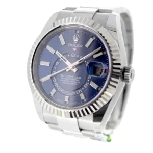Stylish Rolex Sky-Dweller blue dial 42mm watch, a symbol of sophistication and precision.