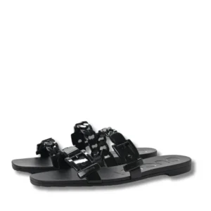 Elevate your style with these trendy Gucci Rubber Slide sandals featuring a sleek buckle on the toe, a must-have.