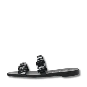 Elevate your style with these trendy Gucci Rubber Slide sandals featuring a sleek buckle on the toe, a must-have.