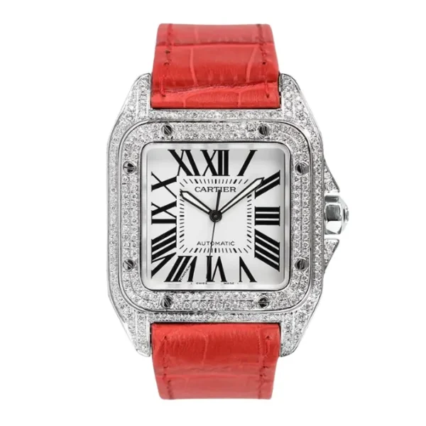 Cartier Santos 100 Iced out Diamond Watch