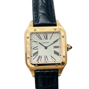A luxurious Cartier Santos Dumont gold watch, perfect for those who appreciate timeless elegance.